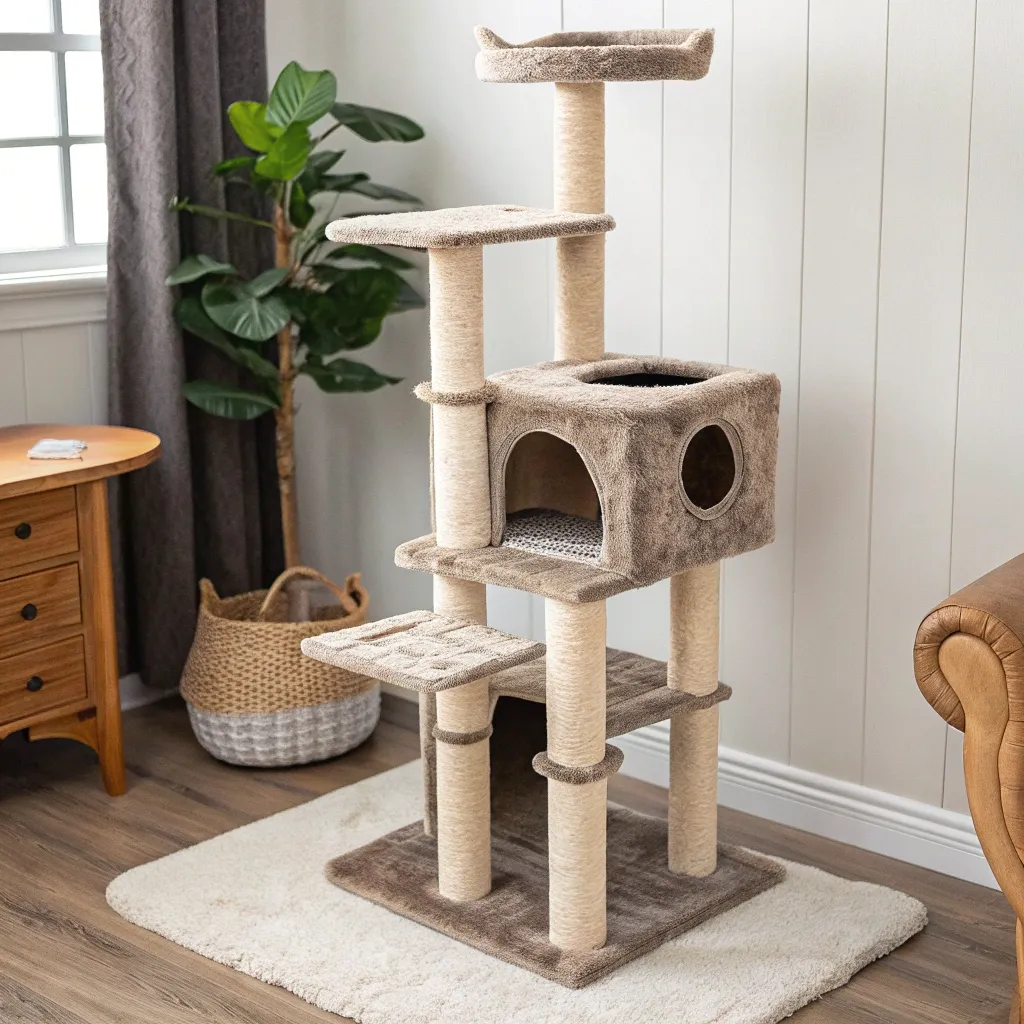 Sturdy cat tree with multiple platforms